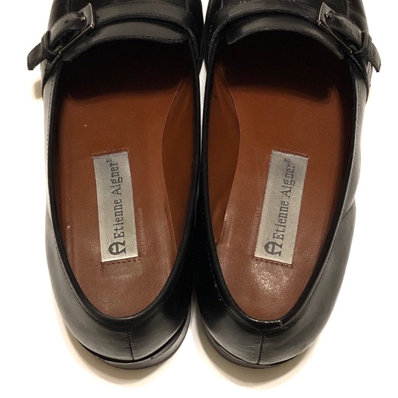 Etienne Aigner Carver Black Leather Loafers - Picture 4 of 8